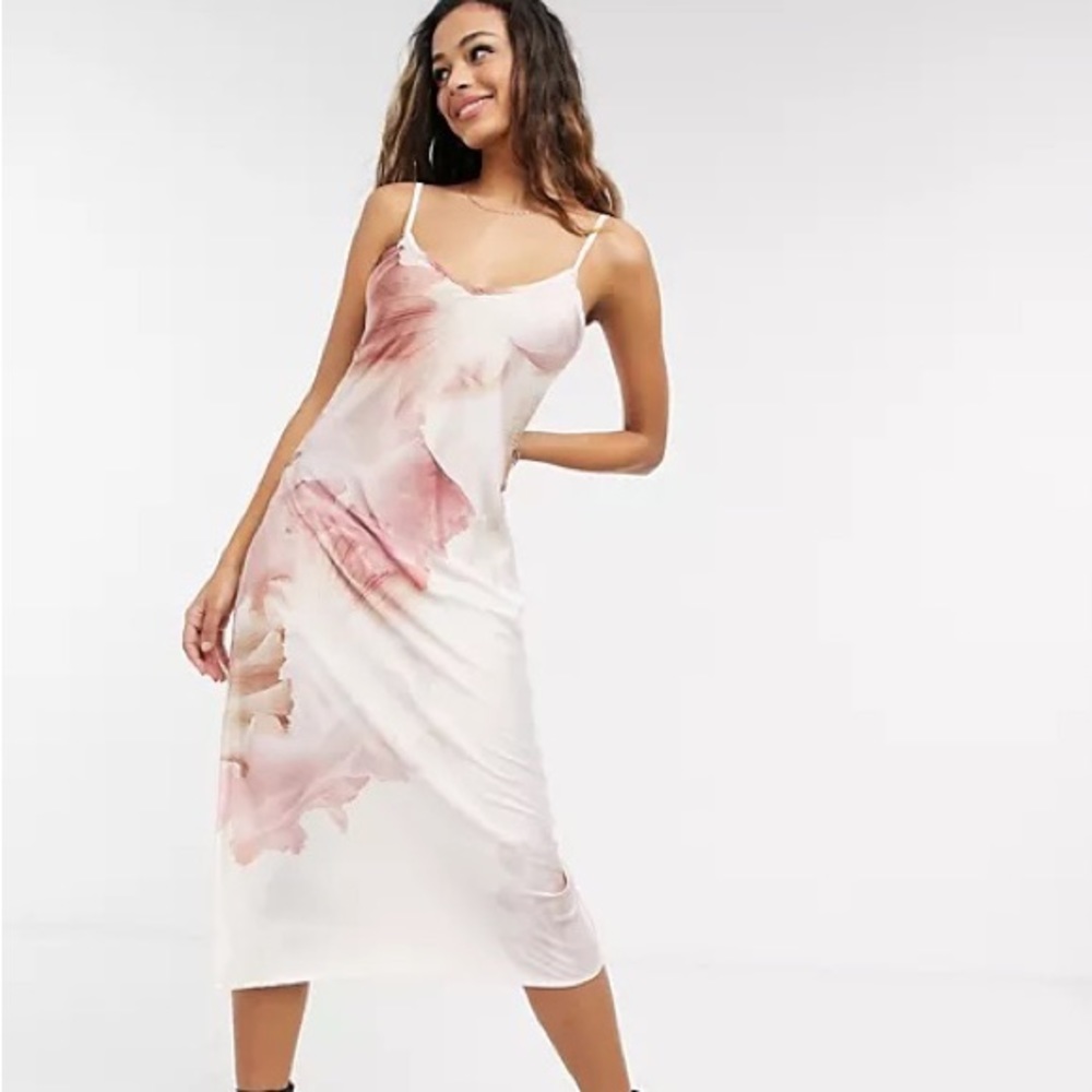 All Saints Pink and Cream Midi Dress
